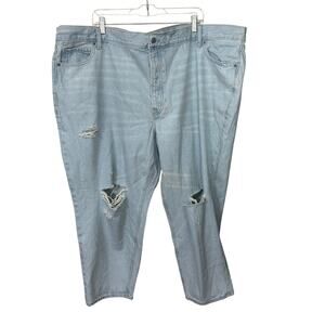 Old Navy Womens Jeans Mid Rise Slouchy Taper Size 26 Light Wash Button Fly Blue‎
